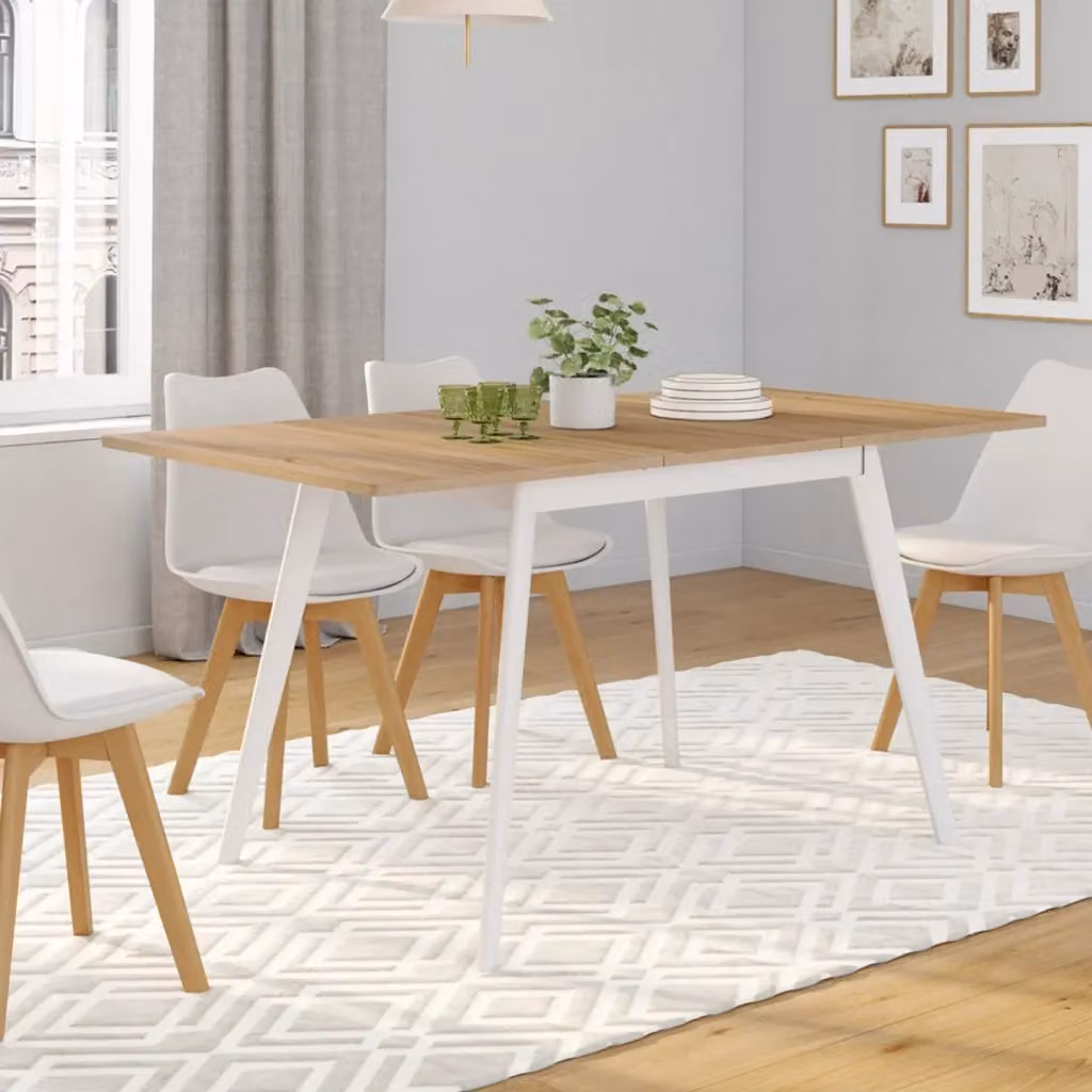 IDMarket Tavolo scandinavo allungabile INGA rettangolare in legno con gambe bianche per 4-8 persone – 2
