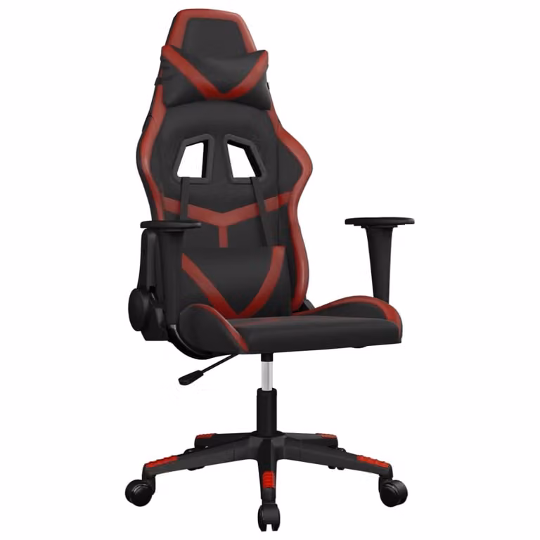 Sedia Gaming Massaggio Nero e Rosso Vino in Pelle finta