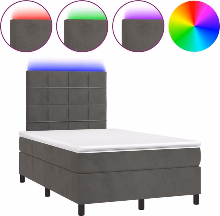 Maison Exclusive - Letto boxspring con materasso e LED grigio scuro 120x190 cm velluto
