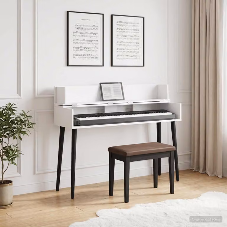 Scrivania da studio moderna vidaXL in legno MDF bianco L 110 x P 40 x H 19,5 cm