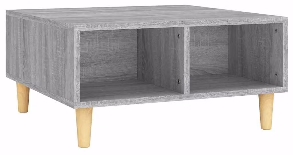 Tavolino da salotto scandinavo, legno grigio, 60x60x30 cm