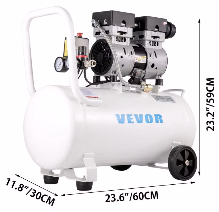 Compressore d'aria - Compressore - Pompa per pneumatici - Pompa elettrica per biciclette - Mini compressore - Capacità serbatoio: 50 litri