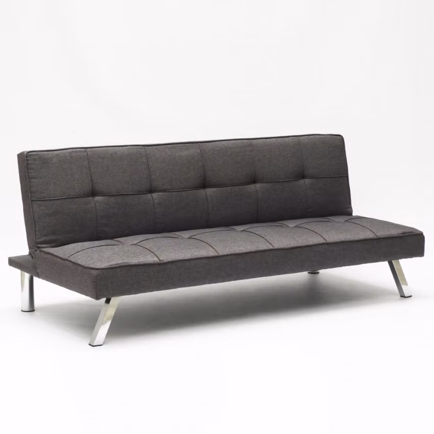 Divano letto di design Gemma, divano moderno a 2 posti con funzione letto - Grigio scuro