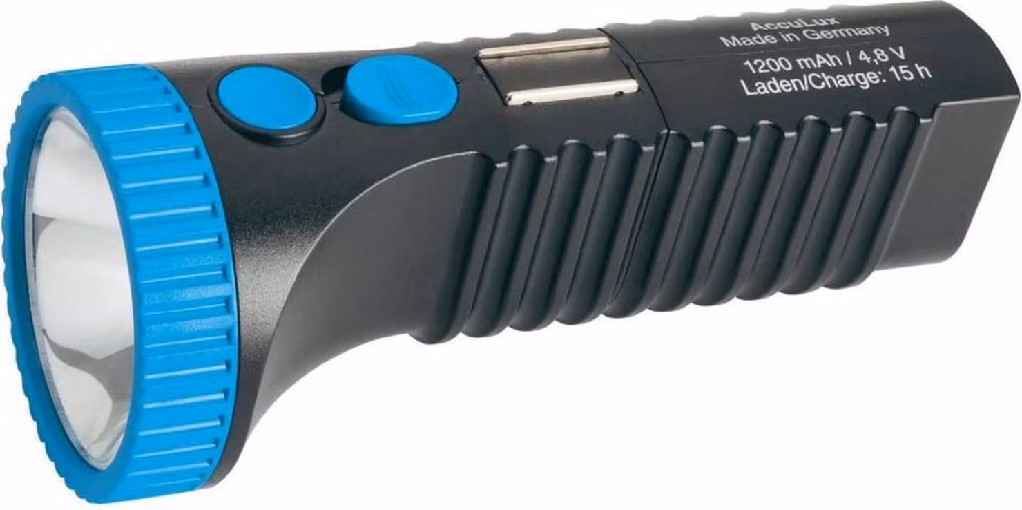 Lampada ricaricabile Acculux Power Lux LED blu/nero ACCULUX portata luminosa 1000m - 422083