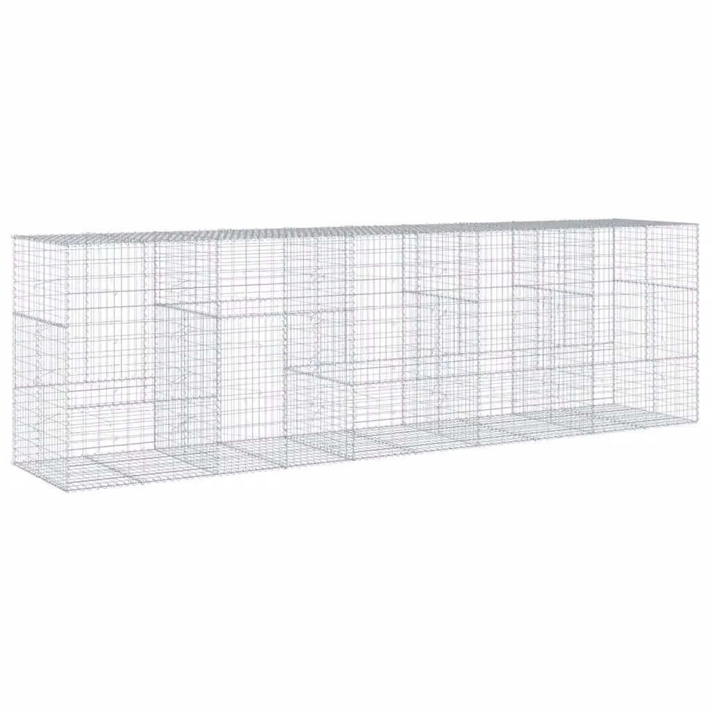 vidaXL Cesto Gabbione con Copertura in Ferro Zincato Argento L/P/H: 500 x 100 x 150 cm – 2