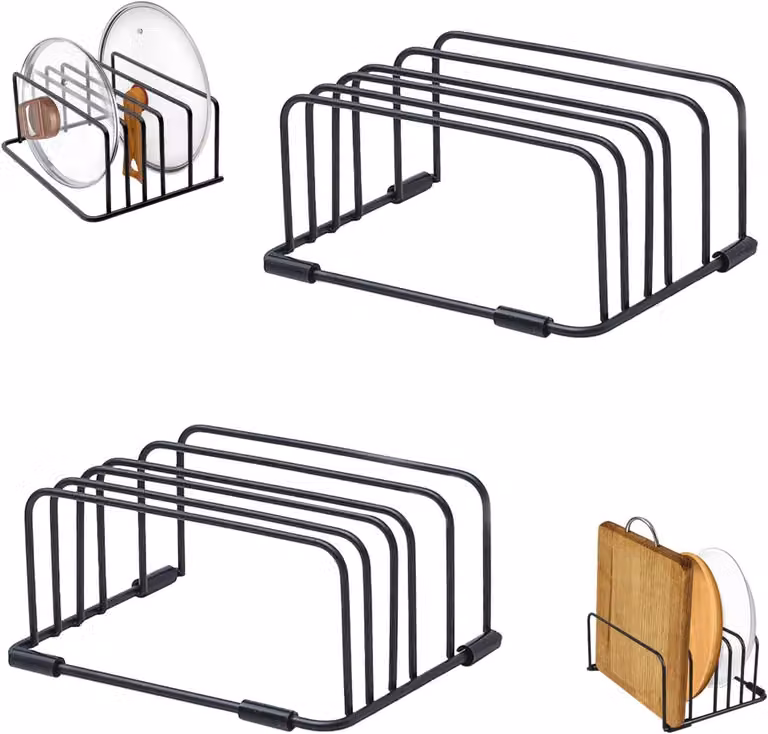 Portaoggetti da cucina con 5 scomparti, confezione da 2, in acciaio, dimensioni 18x14x8 cm, ideale per taglieri