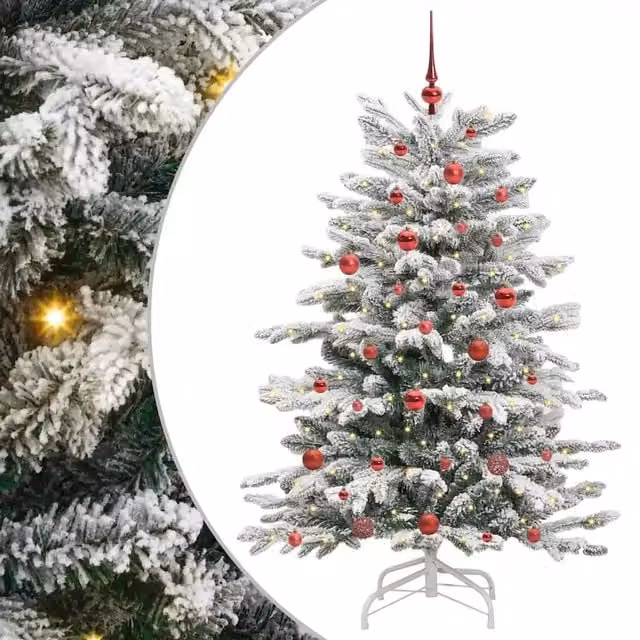 Albero di Natale artificiale moderno vidaXL bianco con luci LED bianco caldo in PVC e plastica, Altezza: 150 cm