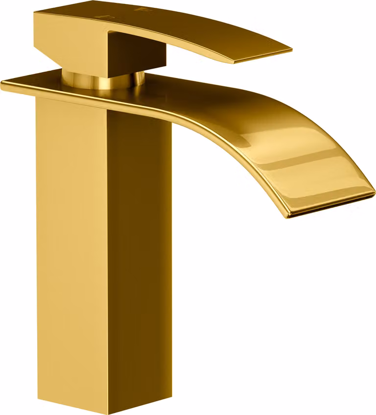 Granitan - Miscelatore lavabo - Rubinetto bagno altezza 19 cm - Rubinetto oro - ottone - ELVA
