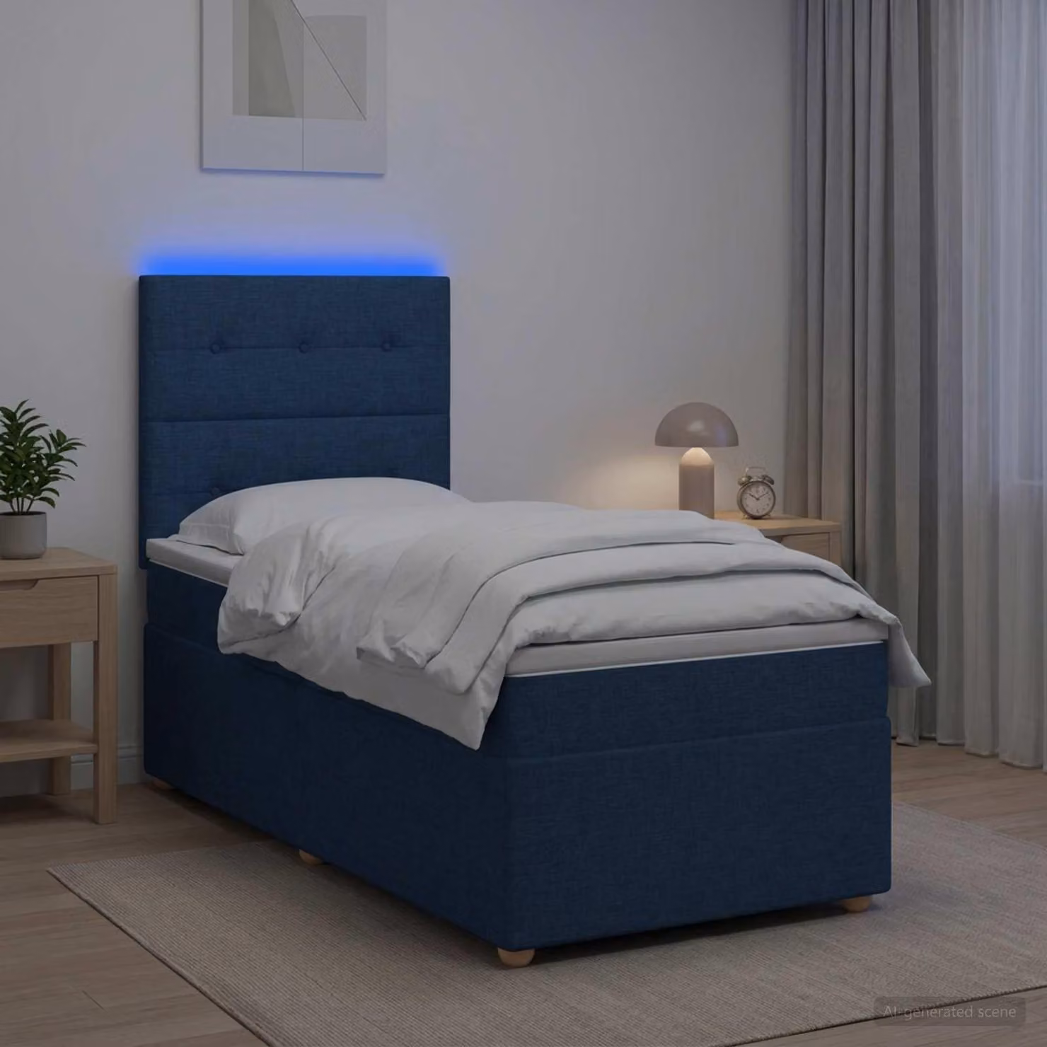 Maison Exclusive - Letto boxspring con materasso e testiera blu 100 x 200 cm Tessuto