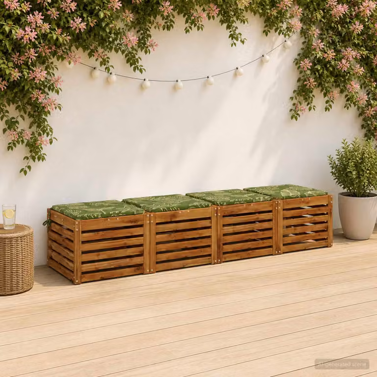 Set di 4 cuscini per sedia vidaXL in poliestere verde con imbottitura in schiuma e rivestimento lavabile