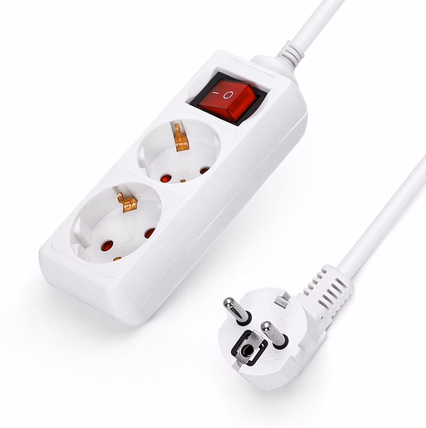 Aigostar, ciabatta multipresa a 2 prese con interruttore, presa da tavolo con protezione per bambini, cavo da 3 metri, colore bianco