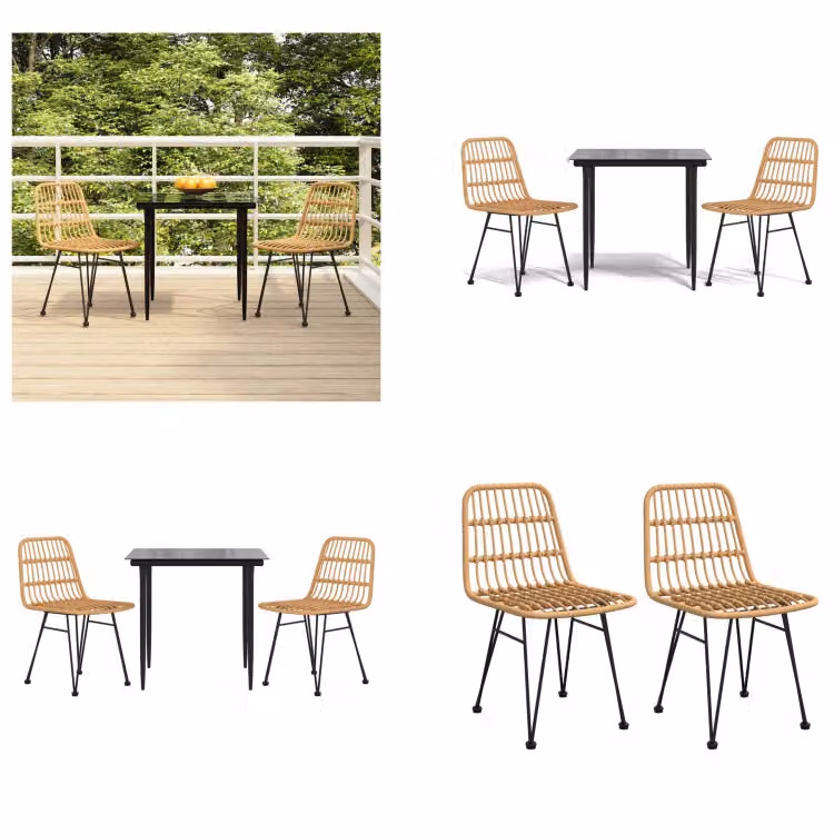 vidaXL Set da pranzo da giardino 3 pezzi in poly rattan - set da pranzo da giardino - set da pranzo da terrazza - set da pranzo da esterno