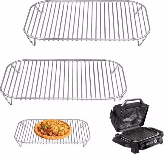 Griglia per friggitrice ad aria - acciaio inossidabile - 2 pezzi - Accessori 7 in 1 per friggitrice ad aria a legna