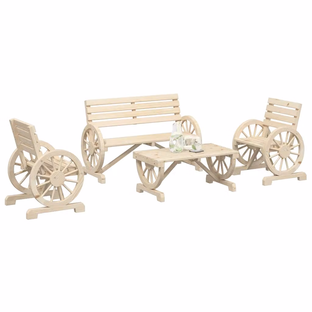 vidaXL Set Salotto da Giardino 4 pz in Legno di Abete Marrone con Cuscini