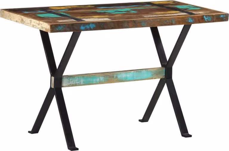 The Living Store Tavolo da pranzo 120x60x76 cm in legno massiccio antico
