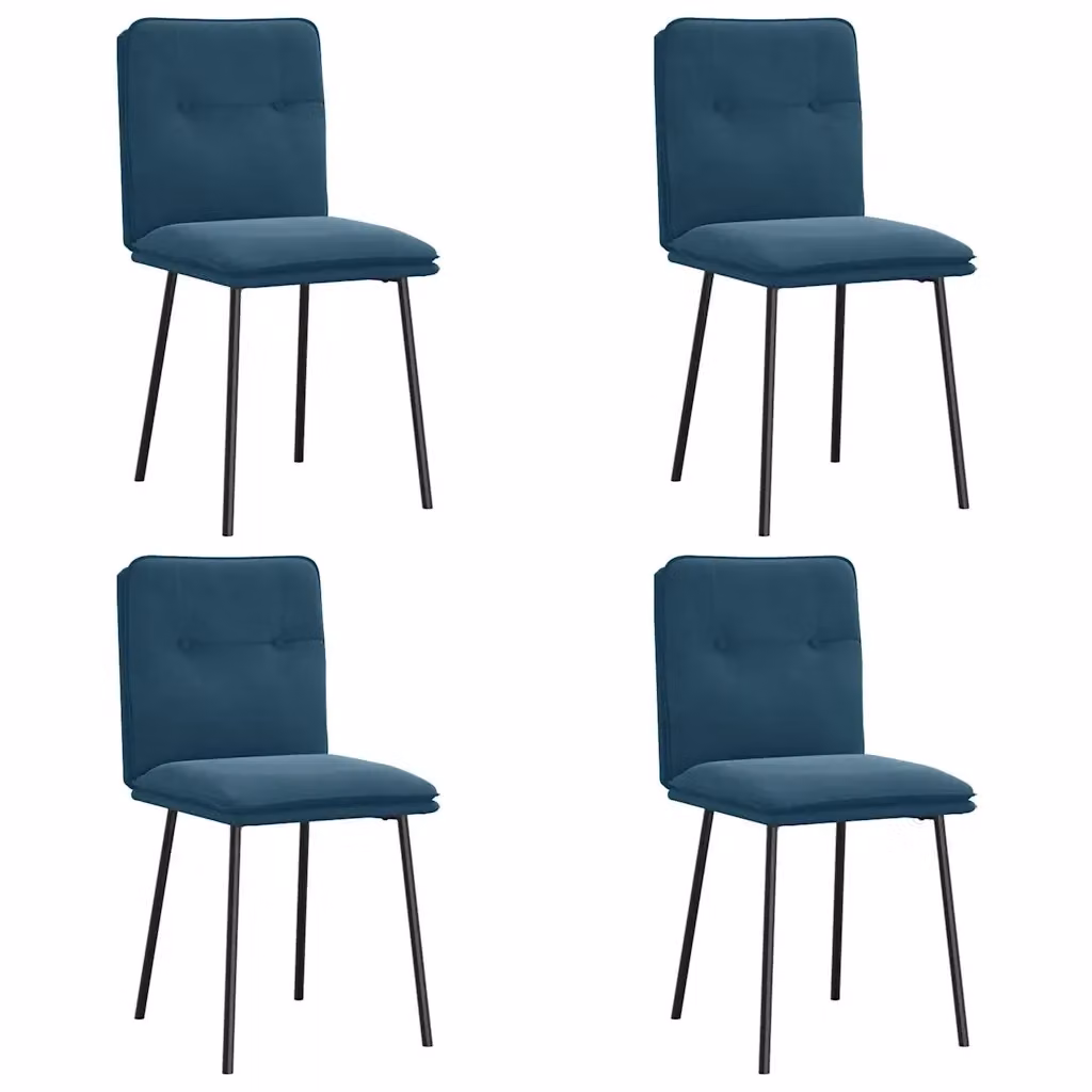 Set di 4 sedie da pranzo vidaXL in velluto blu con struttura in metallo e legno per soggiorno e cucina – 2
