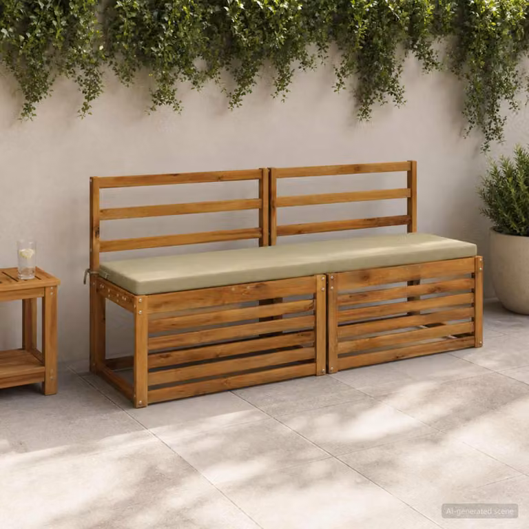 Set di 2 cuscini per panchina vidaXL in poliestere, modello moderno rettangolare, disponibili in verde o beige