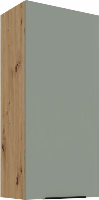 Mobile alto da cucina LUNARA - larghezza 50 cm, verde / rovere artigianale