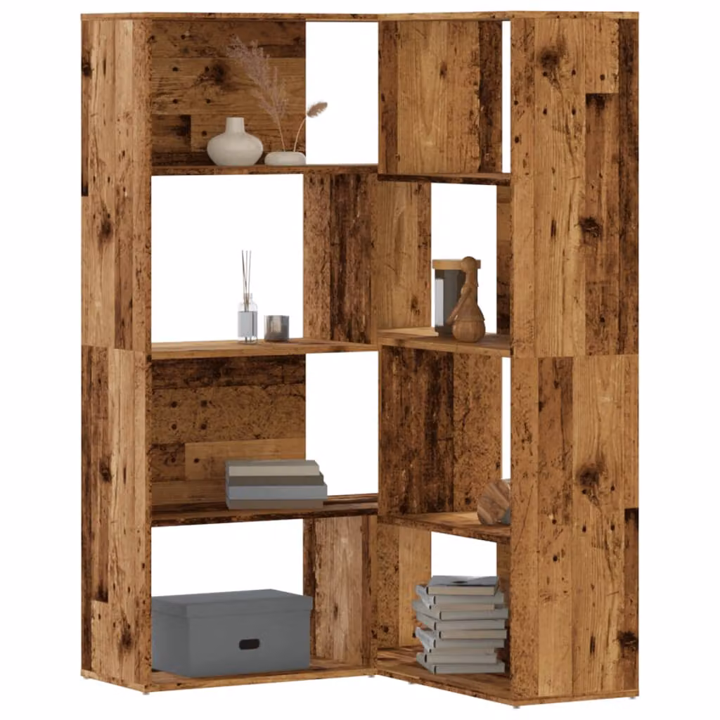 Libreria angolare vidaXL a 4 ripiani in legno effetto rustico marrone L/P/H: 85 x 20 x 140 cm – 1