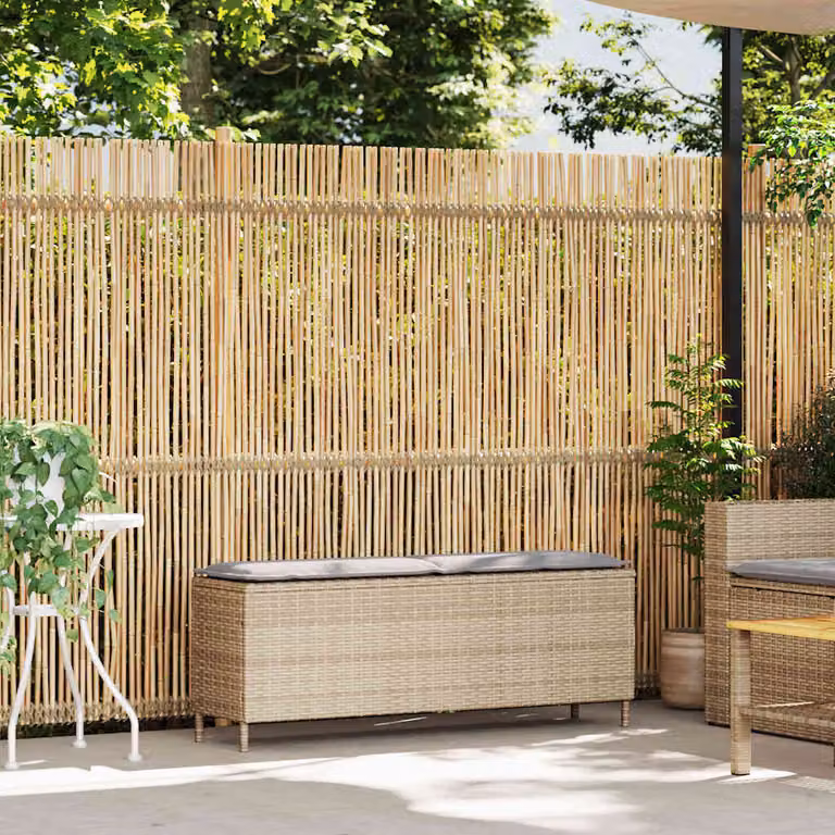 Panca da Giardino con Cuscino Beige 110x30x40,5cm in Polyrattan