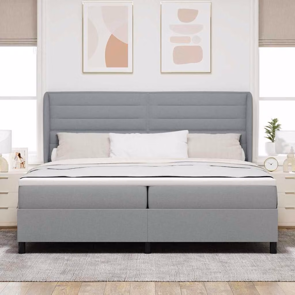 Maison Exclusive - Letto boxspring con materasso Grigio chiaro 200 x 200 cm Tessuto