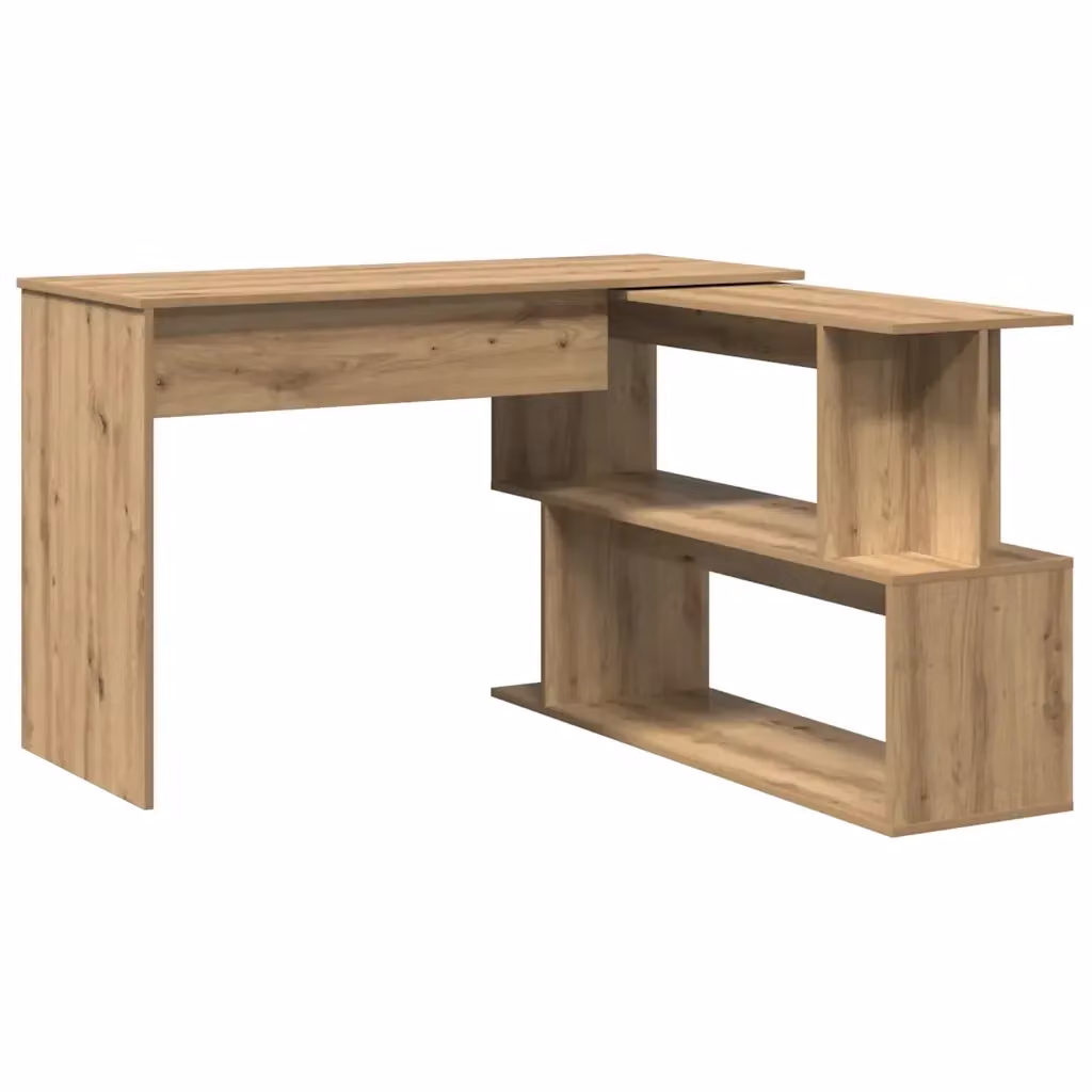 Scrivania angolare moderna vidaXL in MDF laminato color rovere, L: 200,5 cm, P: 50 cm, H: 76 cm – 2