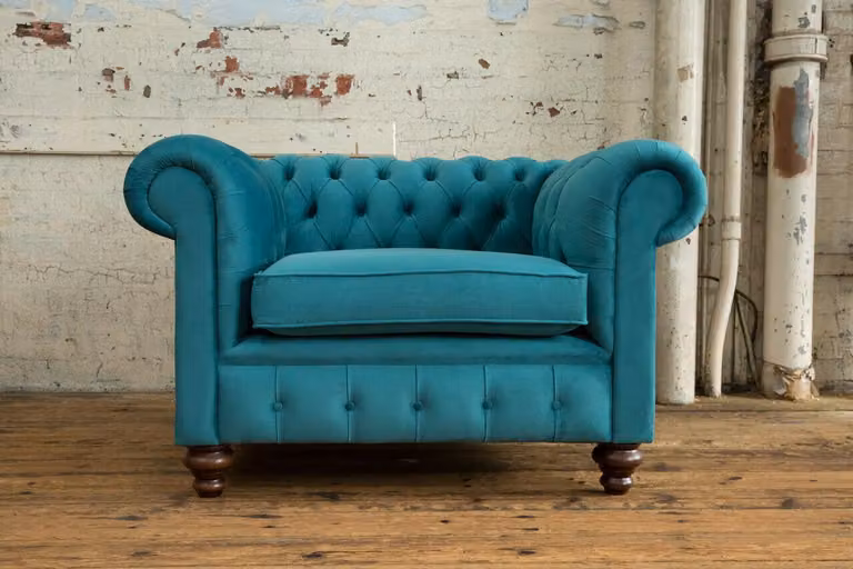 Sessel einsitzer chesterfield textil sofa couch polster sofas stoff couchen