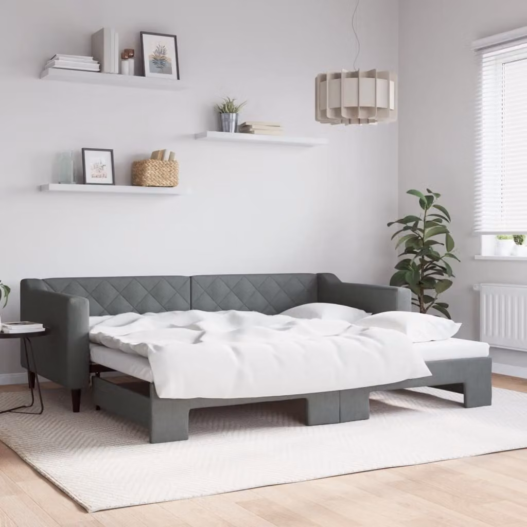 Maison Exclusive - Divano letto estraibile grigio scuro 90x200 cm in tessuto