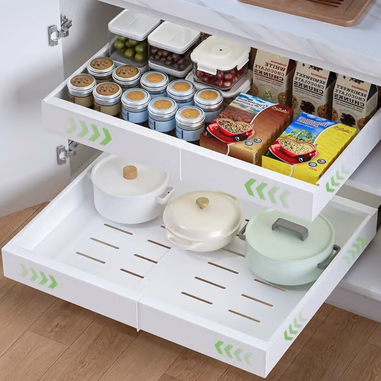 Organizzatore estensibile per armadi, da 32 a 52 cm, set da 2, ripiano per cucina