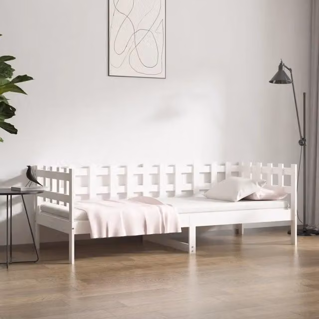 Dormeuse senza Materasso Bianca 90x200 cm Legno Massello Pino 820757