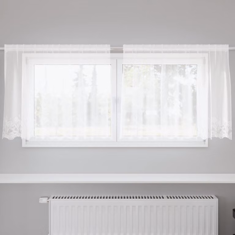 Tenda in pizzo bianca vidaXL con motivo floreale in poliestere, L 80 cm x H 200 cm