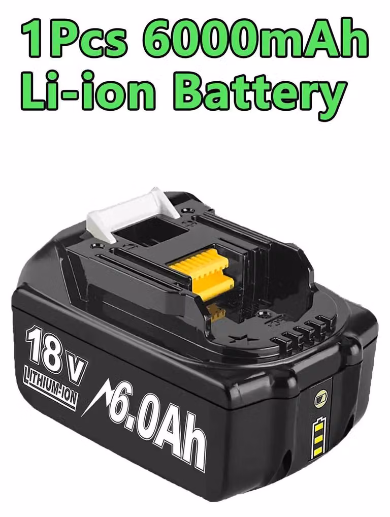 Batteria per utensili Makita da 18V - Batteria di ricambio BL1830 BL1840 BL1850 BL1860 - Litio-Ioni 18V 6,0Ah 6000mAh - Alta capacità - 1 pezzo
