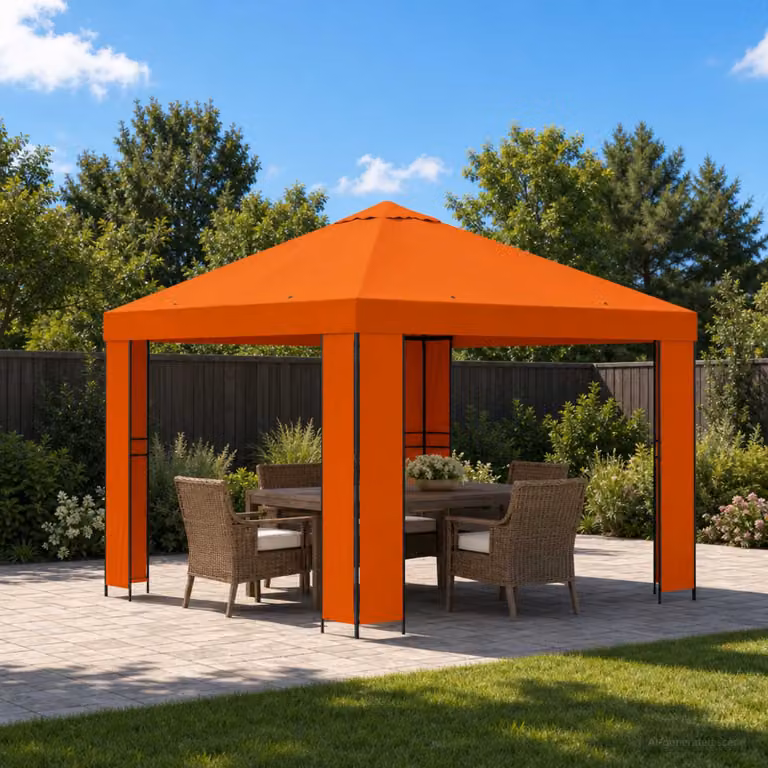 Gazebo vidaXL in acciaio e poliestere arancione e nero 3 x 3 m