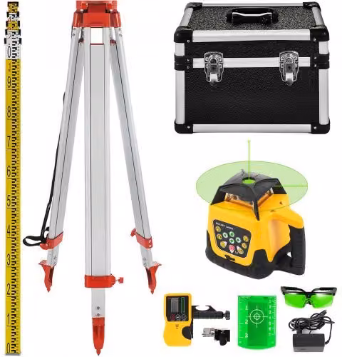 VEVOR Kit Livella Laser Rotante Verde a 360 con Ricevitore Automatico e Velocità di Rotazione Regolabile