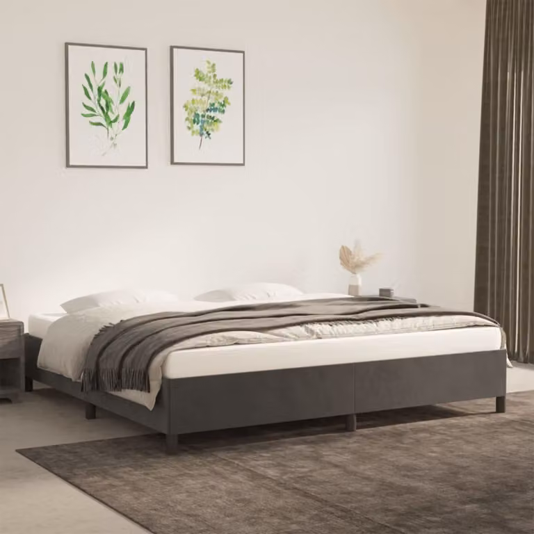 The Living Store Struttura letto grigio scuro 200x200 cm in velluto