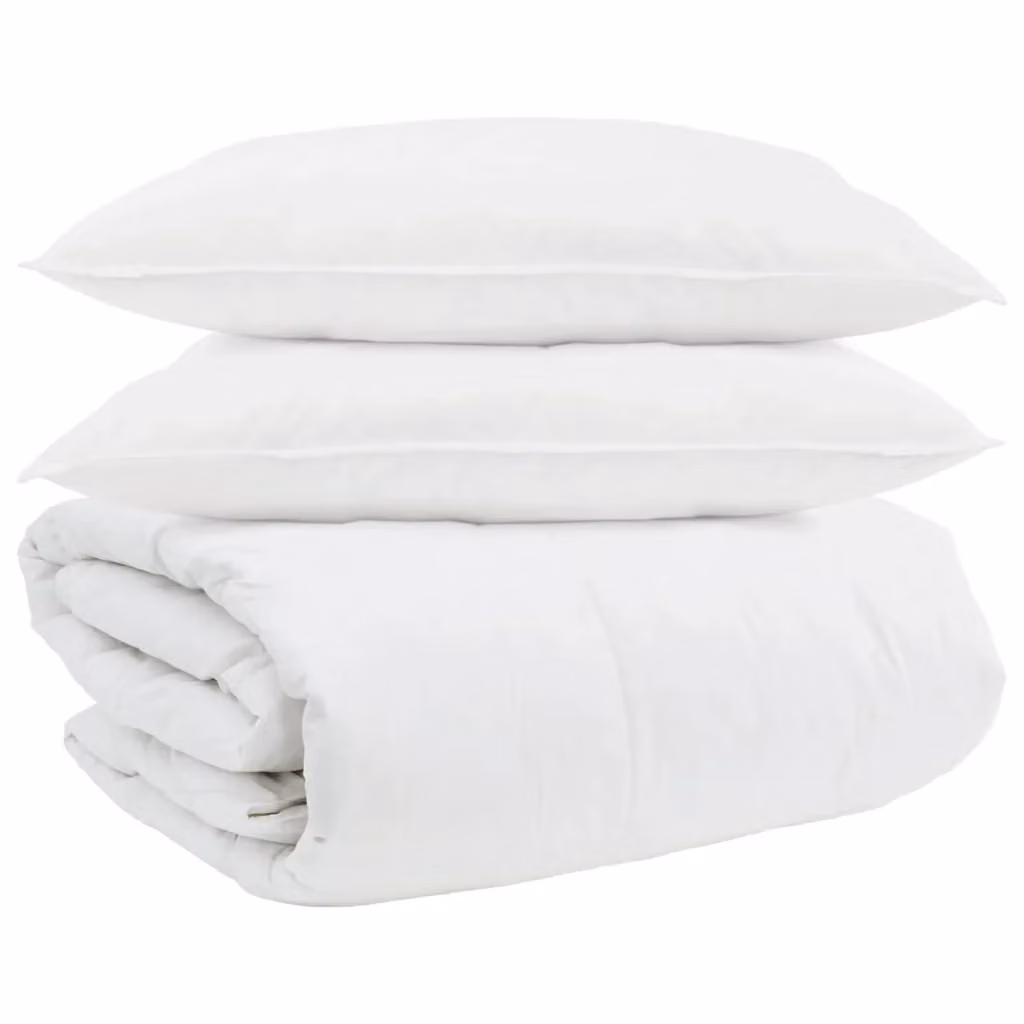 Set di 3 piumoni e cuscini vidaXL in cotone e piuma d'anatra, colore bianco – 2