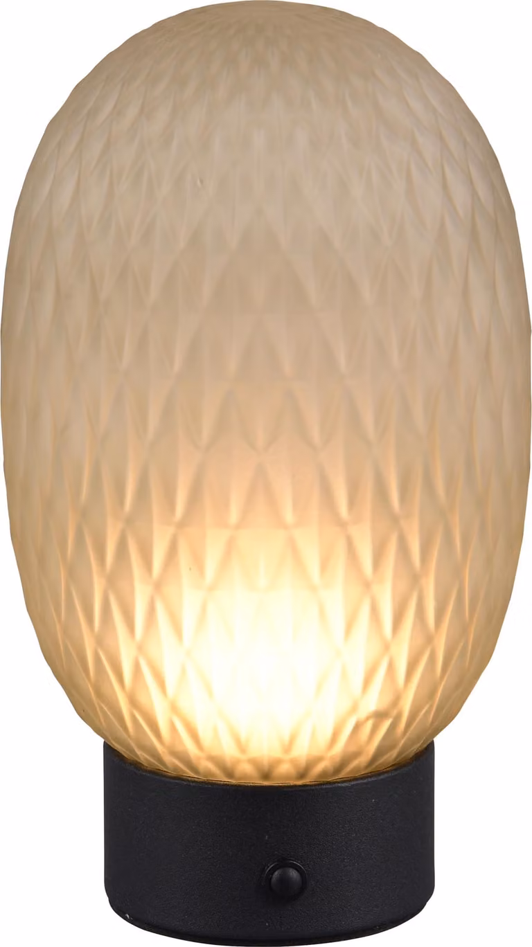 Lampada da tavolo a LED, vetro, comando touch, batteria ricaricabile, altezza 20,5 cm