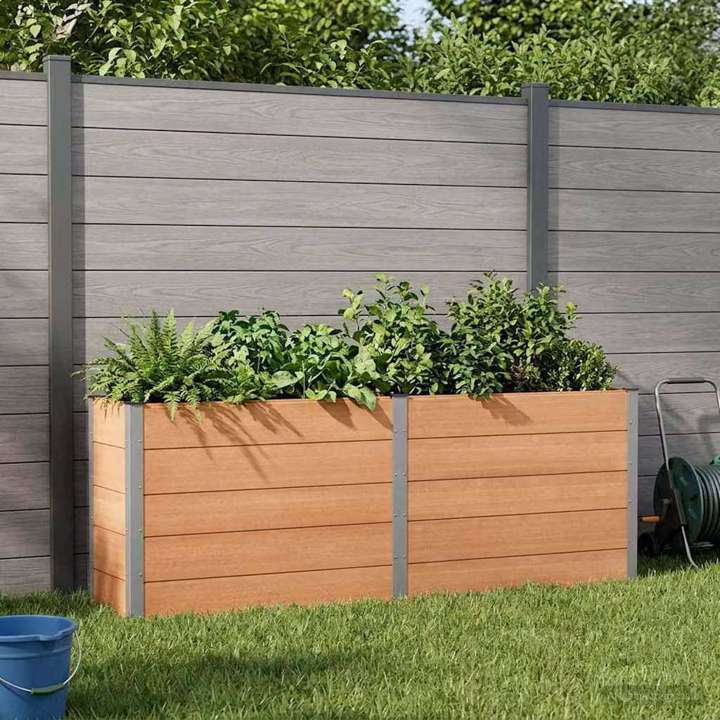 Letto rialzato da giardino vidaXL in WPC e alluminio, Marrone, L: 250 cm, P: 50 cm, H: 91 cm