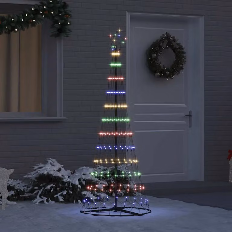 Albero di Natale moderno vidaXL con luci LED multicolore in metallo, Altezza: 184.5 cm