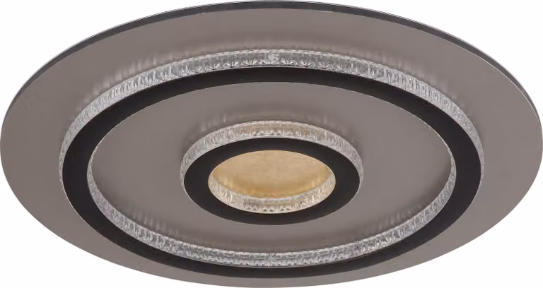 Plafoniera LED, grigio oro, cristalli, dimmerabile, telecomando, P 45 cm