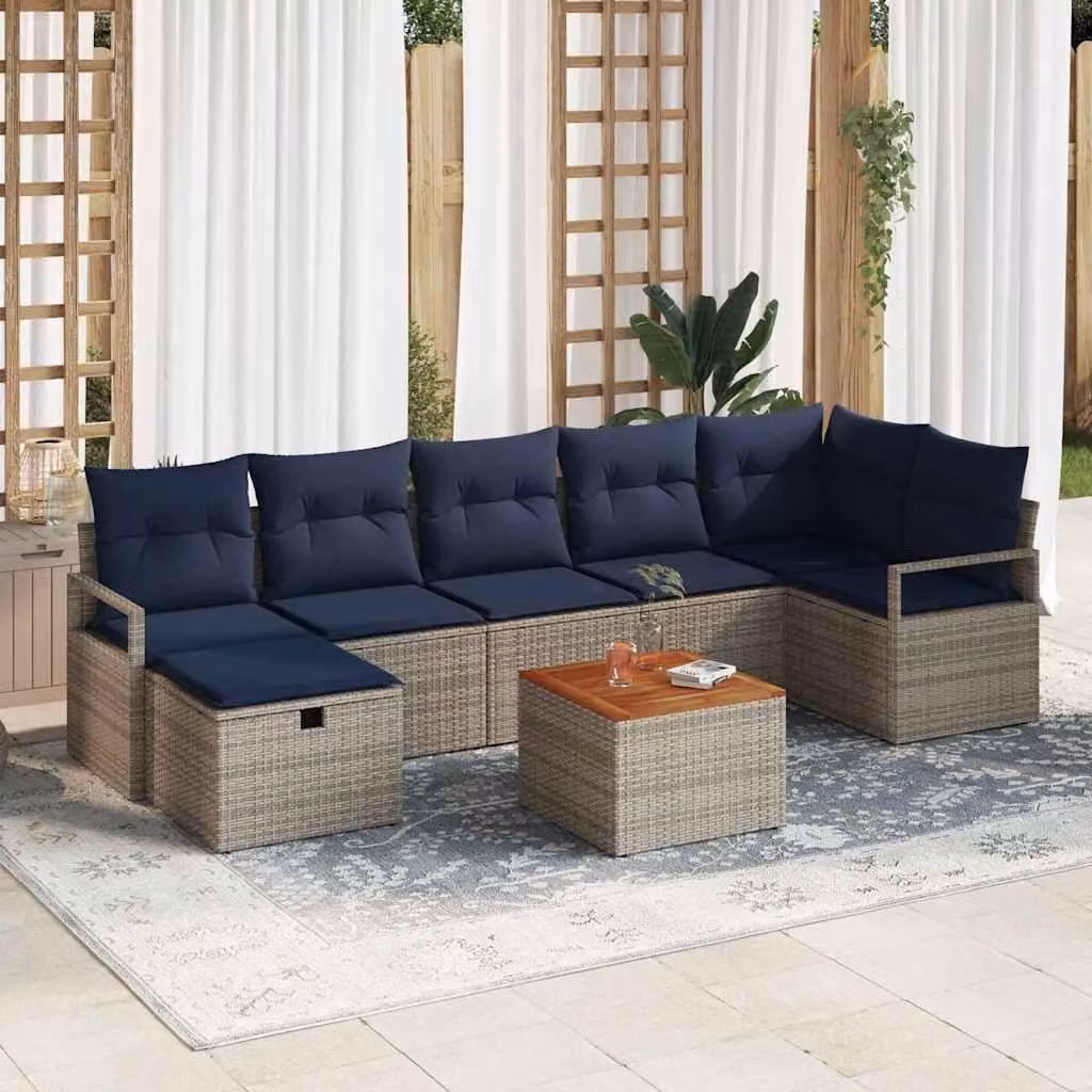 Maison Exclusive - Set da giardino composto da 8 pezzi. Divano in rattan sintetico, colore grigio