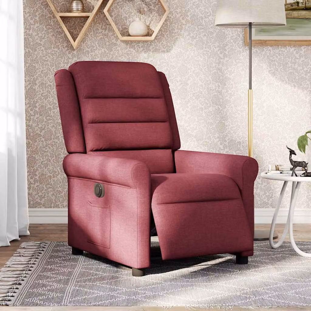 vidaXL Poltrona Elettrica Reclinabile Rosso Vino in Tessuto