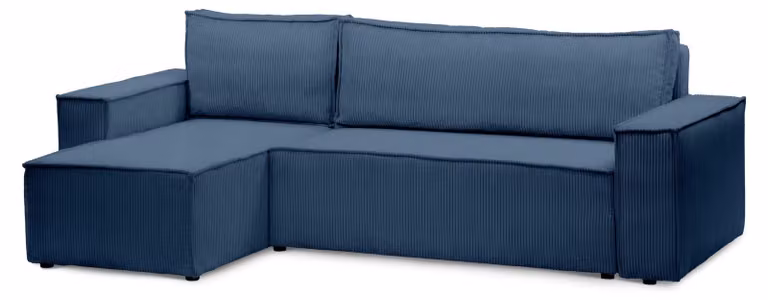 Divano a tre posti con funzione letto, modello Agi, colore blu navy e grafite