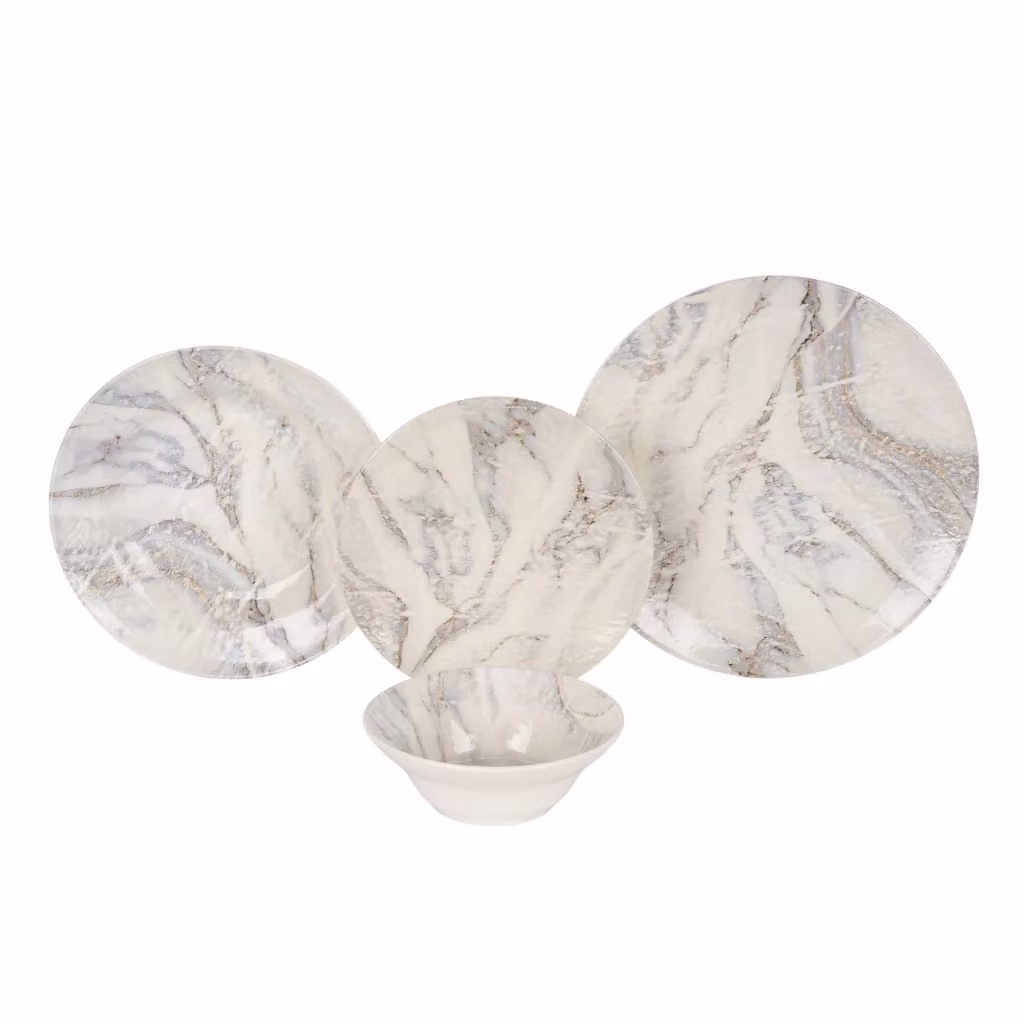 Servizio piatti in ceramica Nisanasi da 24 pezzi, multicolore, adatto a lavastoviglie e microonde – 2