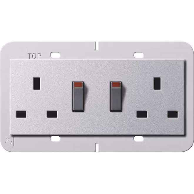 Gira 278326 Presa doppia BS 13A KS commutabile Sistema 55 BS 80 Colore alluminio