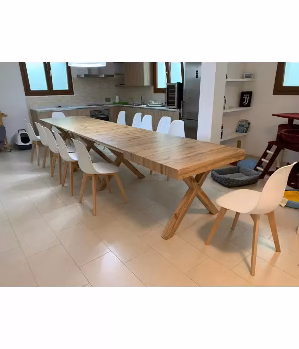Tavolo rettangolare allungabile con struttura a croce in rovere nodato Mobili 2G L: 180 cm, P: 100 cm, H: 76 cm – 2