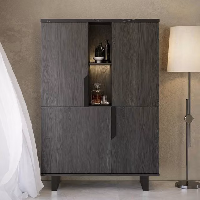Vetrina credenza 2 ante palissandro nero Zaira 110x49x159h