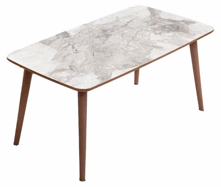 Calicosy - Tavolino basso piano rettangolare decorato effetto marmo bianco L100 cm - LIORA
