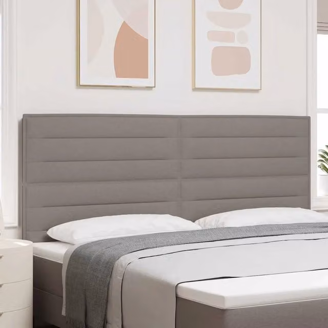Testiera Letto con Illuminazione LED Talpa vidaXL in Tessuto Beige o Grigio con Struttura in Legno e Imbottitura Moderna