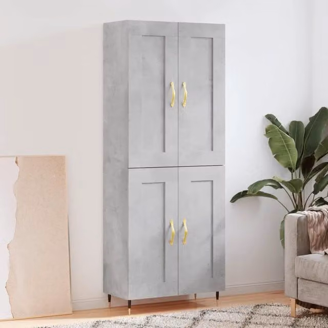 Credenza-Buffet-Armadio da cucina Grigio Cemento 69,5x34x180 cm in Legno Multistrato 604737
